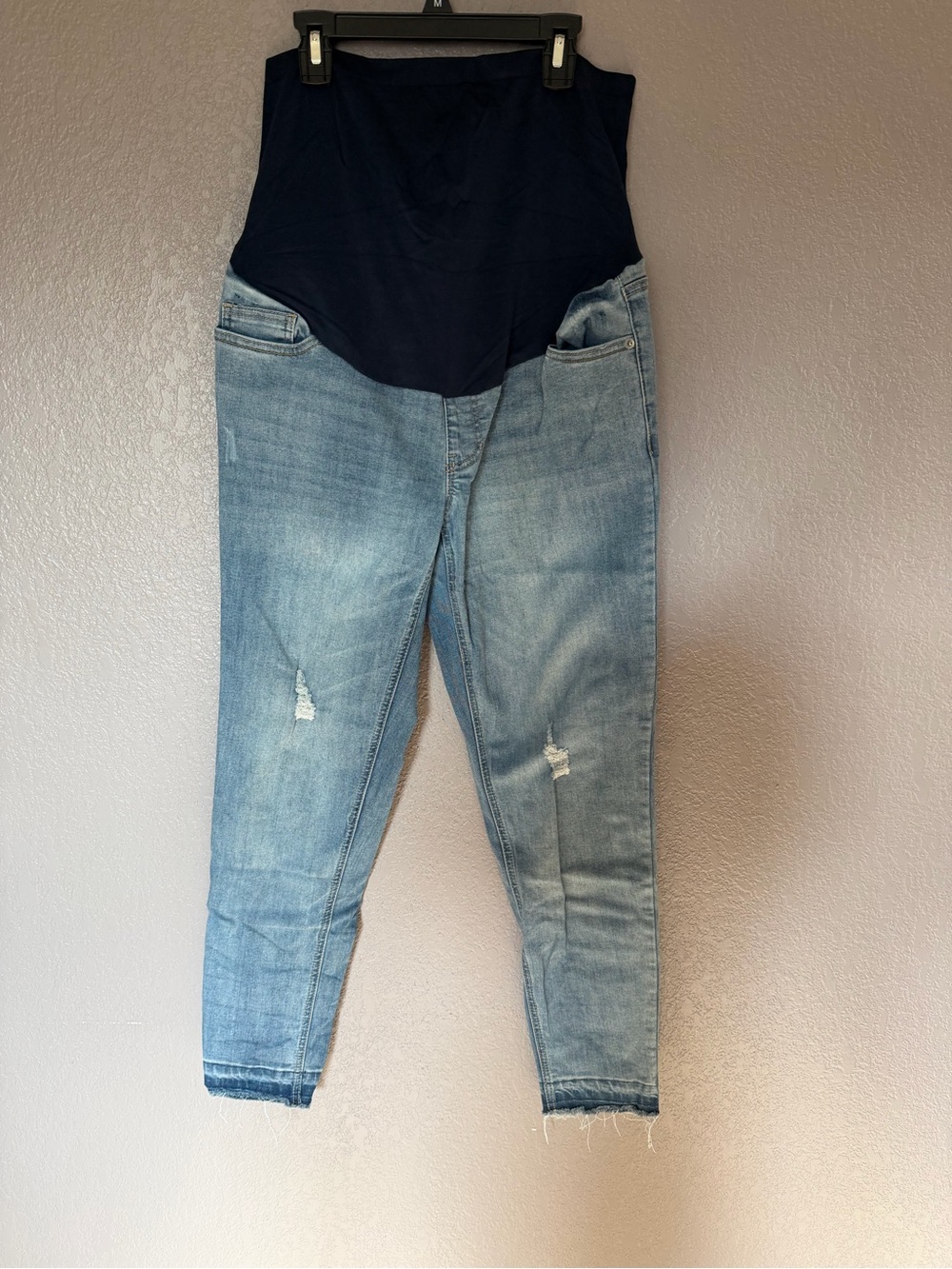 Time and Tru Light Blue Skinny Maternity Jeans with Navy Overband